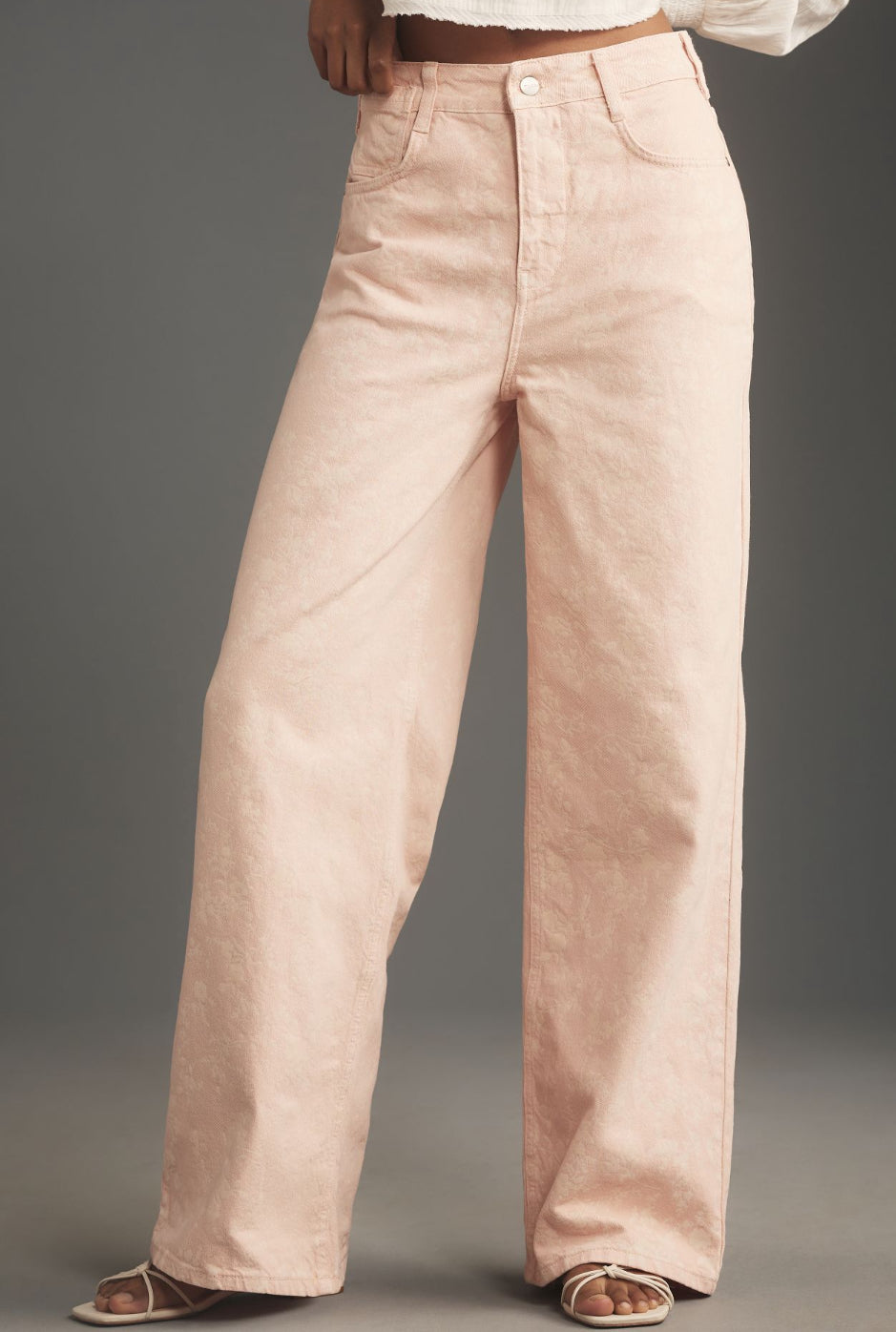 Pilcro Flocked A-Line High-Rise Wide-Leg Jeans