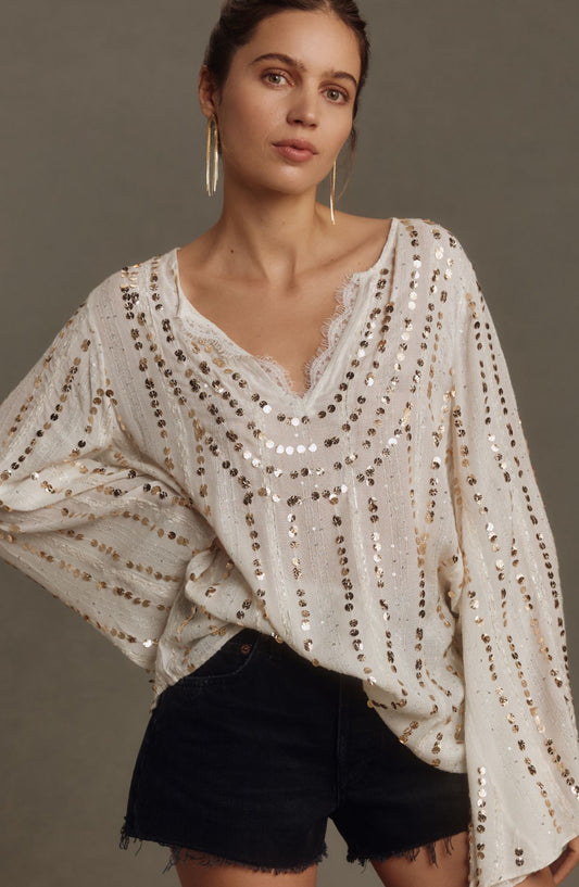 Let Me Be V-Neck Embellished Lace Blouse