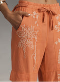 Load image into Gallery viewer, Pilcro Embroidered Beach Linen Cargo Pants
