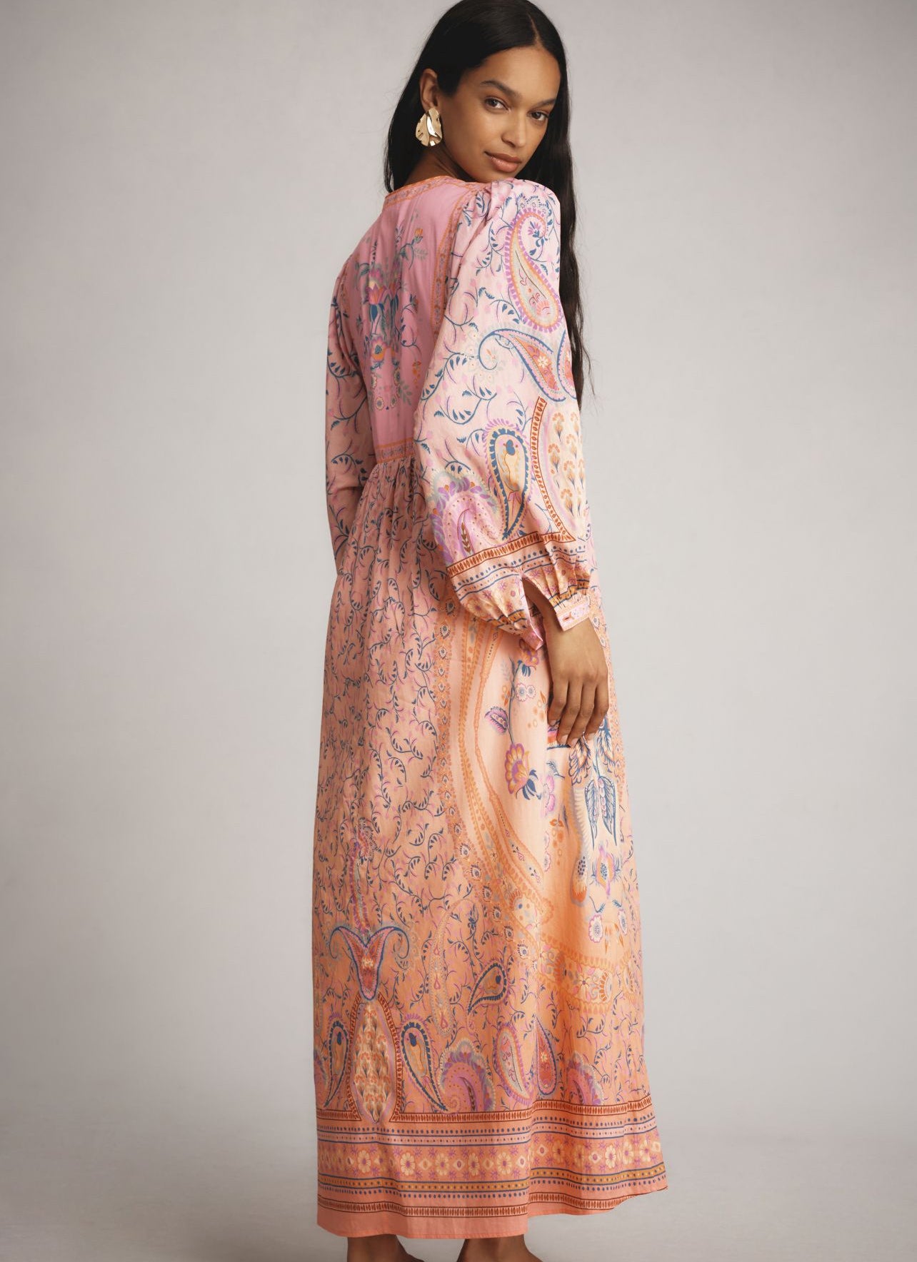 Farm Rio x Anthropologie Long-Sleeve Printed Maxi Dress