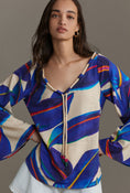 Load image into Gallery viewer, Farm Rio Long-Sleeve Rope-Tie Linen Blouse
