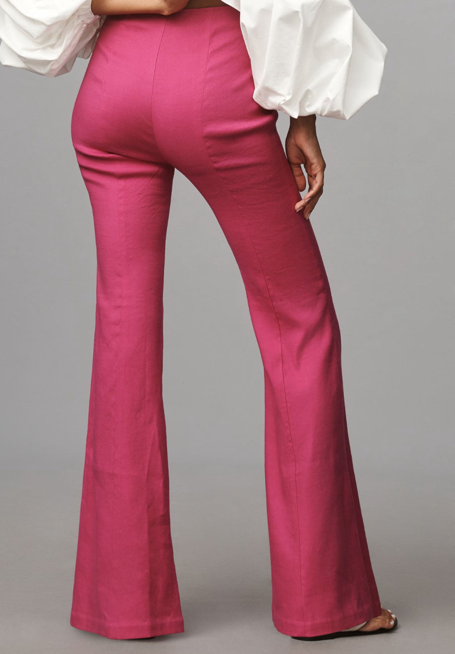 By Anthropologie Linen Flare Pants