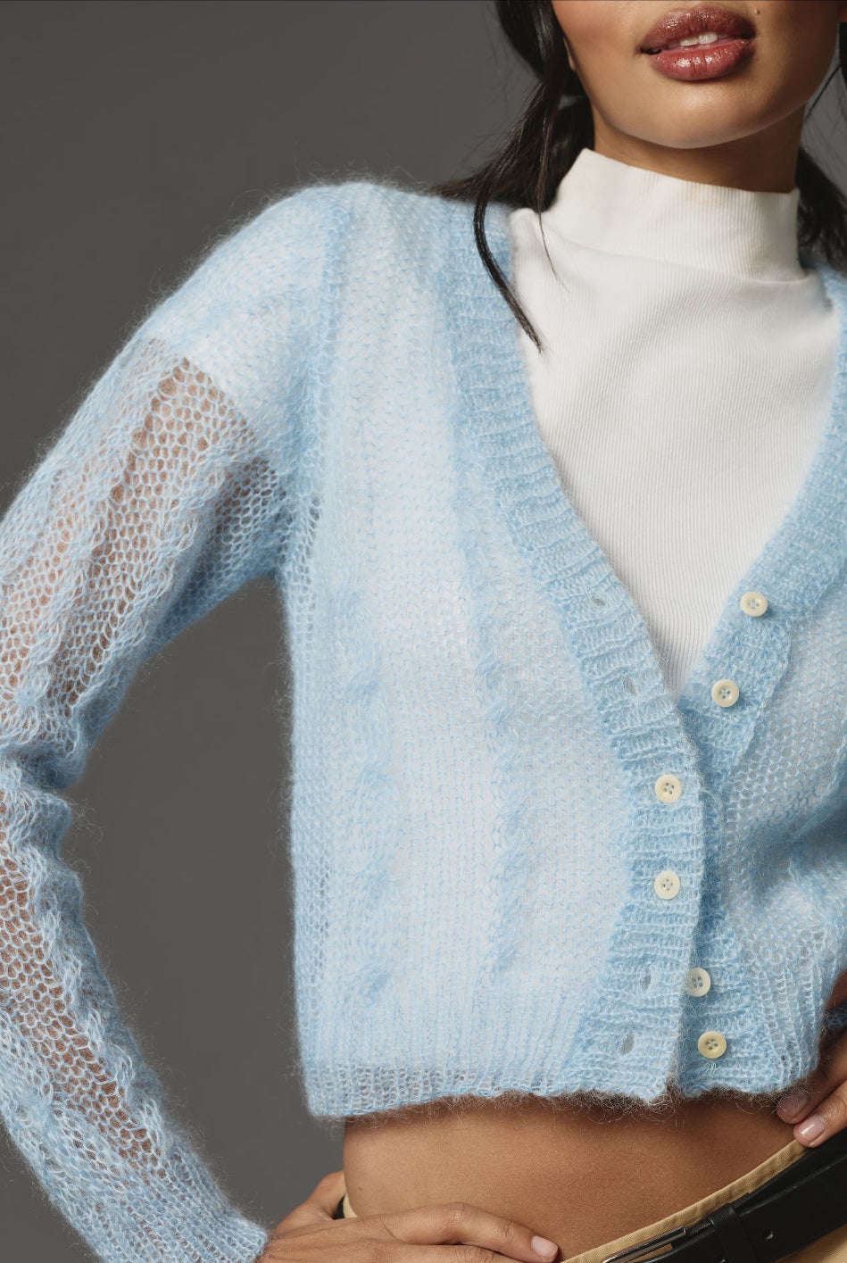 By Anthropologie Sheer Cropped Cardigan Sweater