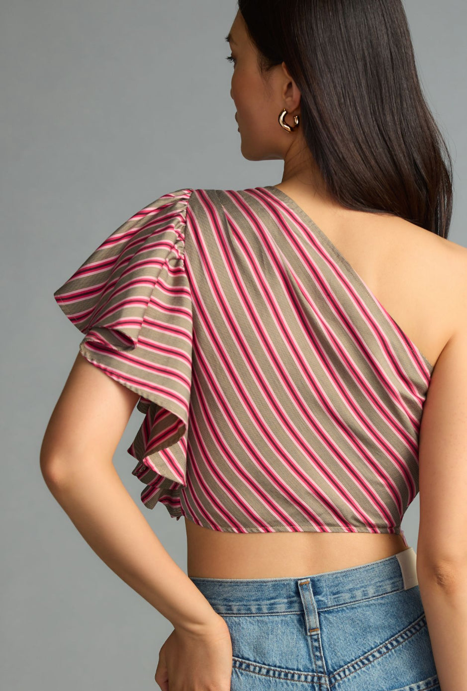 Maeve One-Shoulder Ruffle Blouse