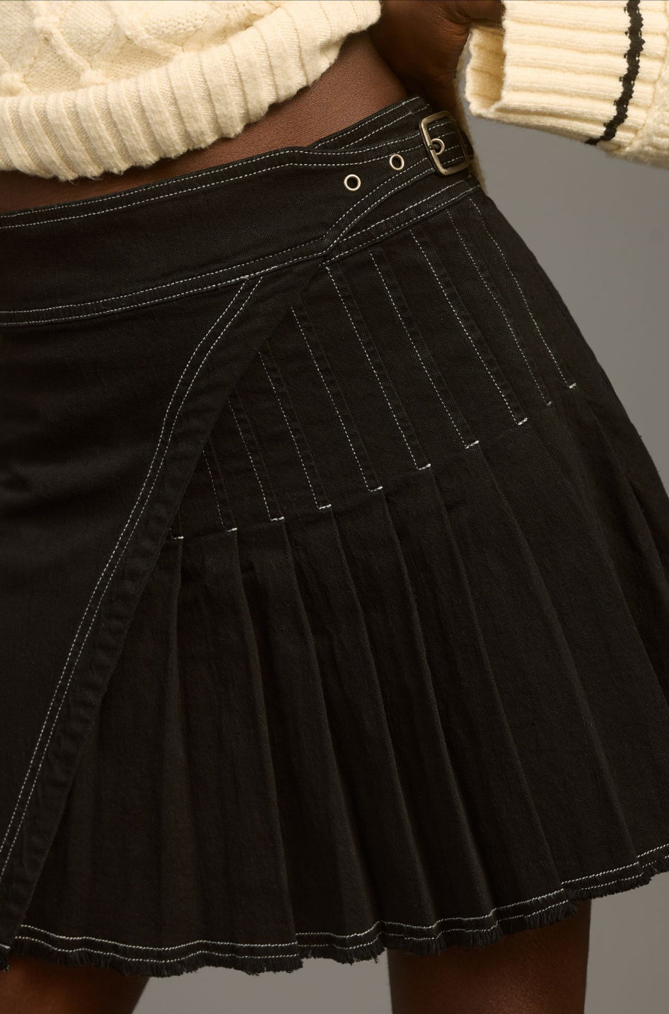 Pilcro Surplice Pleated Kilt Mini Skirt