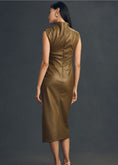 Load image into Gallery viewer, The Maya Ruched Cowl-Neck Dress: Faux Leather Edition
