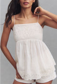 Load image into Gallery viewer, By Anthropologie Mesh Appliqué Babydoll Top
