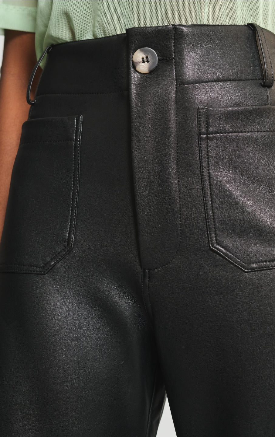 The Colette Wide-Leg Faux Leather Pants by Maeve