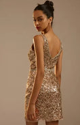 Load image into Gallery viewer, Ieena for Mac Duggal Sequined V-Neck Mini Dress
