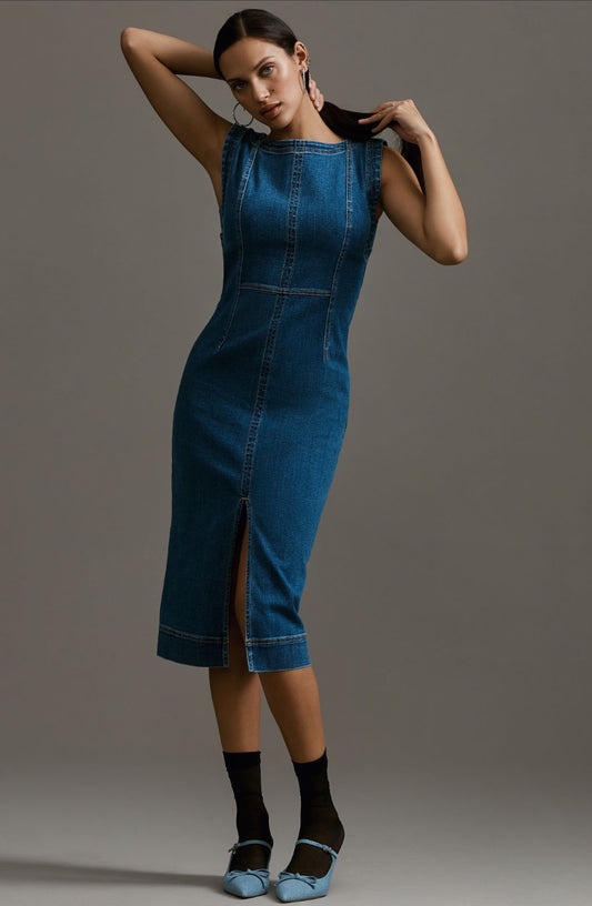 Pilcro Sleeveless Denim Midi Dress