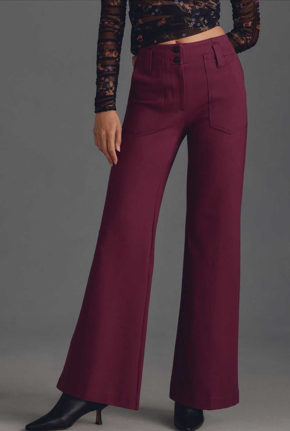 The Naomi Ponte Wide-Leg Flare Pants by Maeve