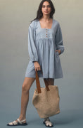 Load image into Gallery viewer, By Anthropologie Long-Sleeve SqNk Denim Babydoll Mini Dress
