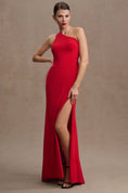 Load image into Gallery viewer, Mac Duggal Draped Jersey One-Shoulder Side-Slit Column Gown
