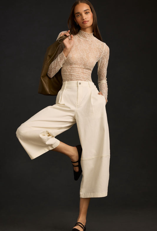 Maeve Pleated Barrel-Leg Chinos