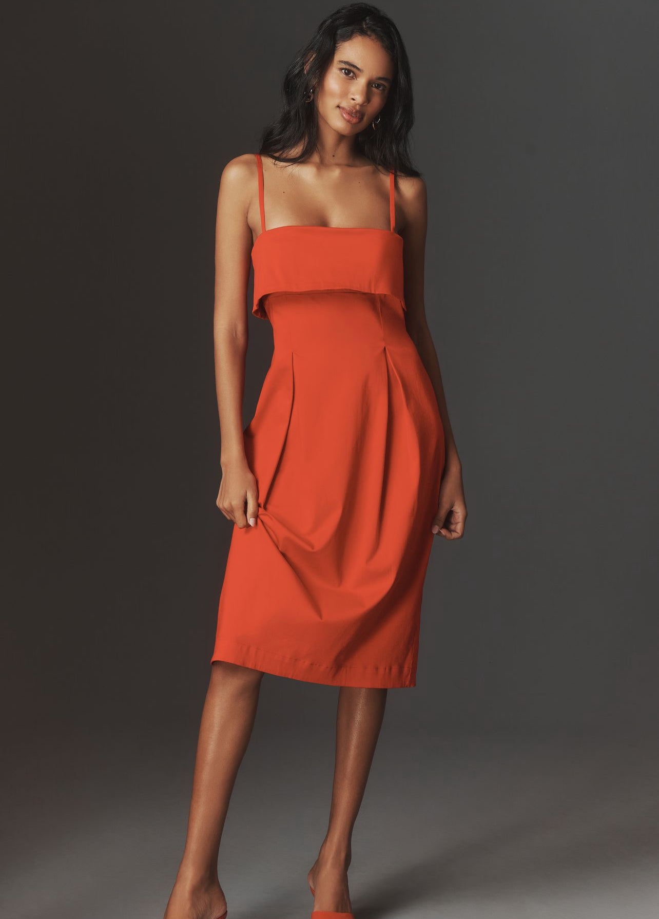 By Anthropologie Sleeveless Foldover Knee-Length Dress