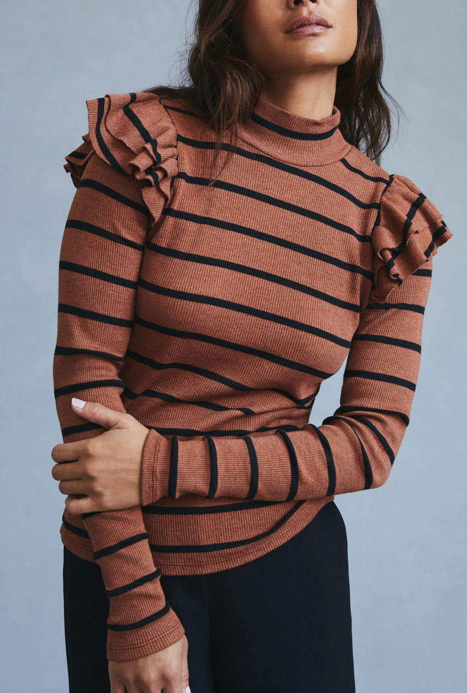 T.La Ruffled Turtleneck Top