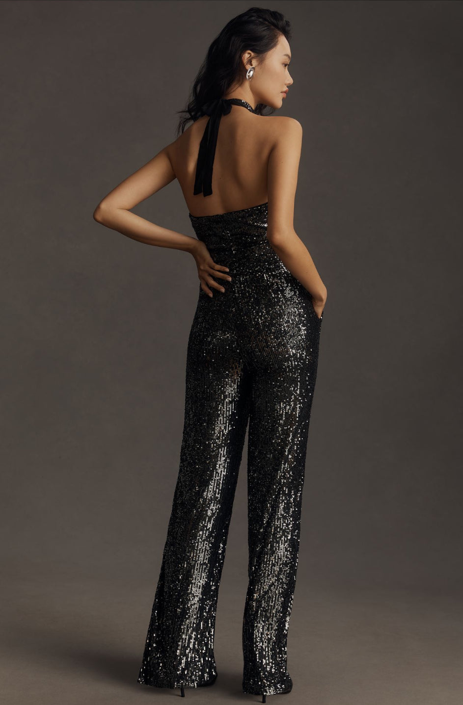 Maeve Sequin Halter Jumpsuit