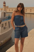 Load image into Gallery viewer, Pilcro Strapless Denim Romper
