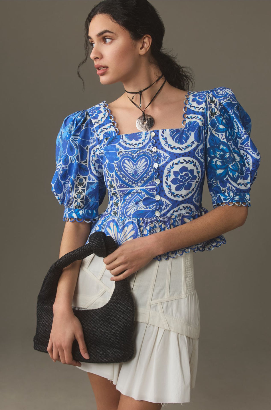 Farm Rio Tile Dream Short-Sleeve Blouse