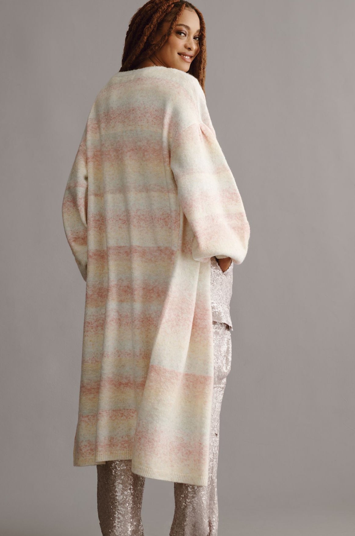 By Anthropologie Cozy Ombre Stripe Duster Sweater