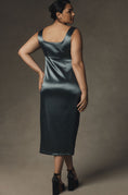 Load image into Gallery viewer, Maeve Square-Neck Satin Stretch Midi Dress
