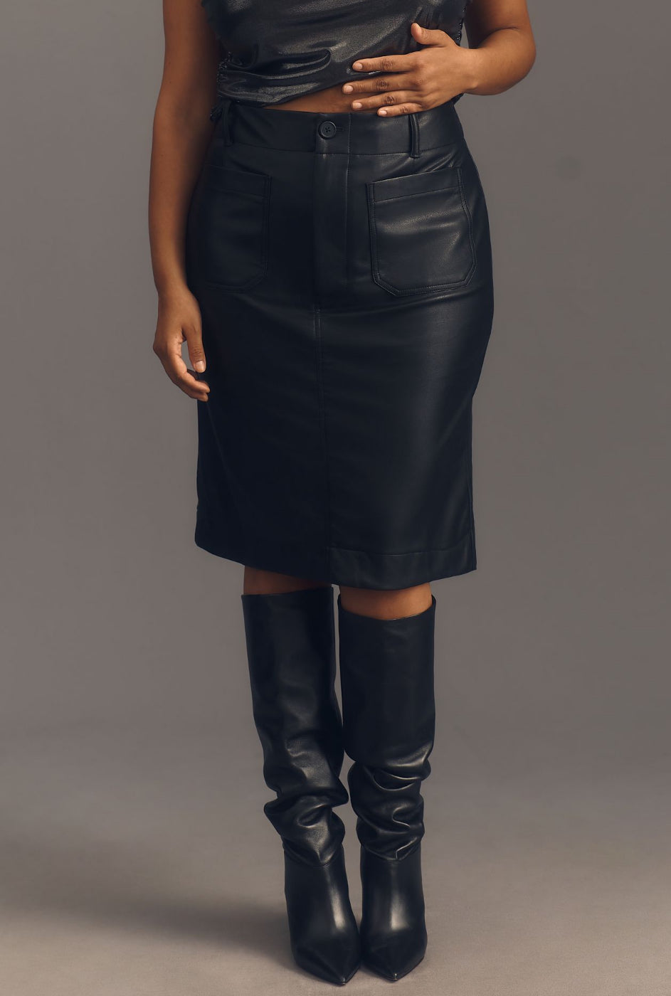 The Colette Faux Leather Skirt by Maeve