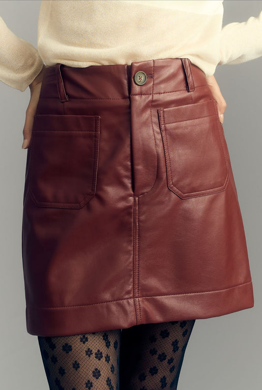 The Colette Faux Leather Mini Skirt by Maeve