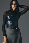 Load image into Gallery viewer, Maeve Mock-Neck Long-Sleeve Sheer Sequin Top
