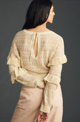 Load image into Gallery viewer, By Anthropologie Sheer Open-Stitch Ruffle Jumper
