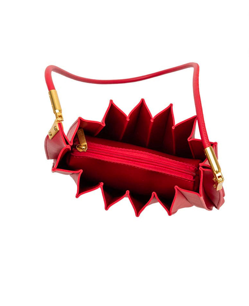 Carrie Pleated Shoulder Bag Red