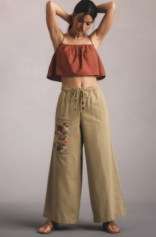 Pilcro Embroidered Pull-On Trousers