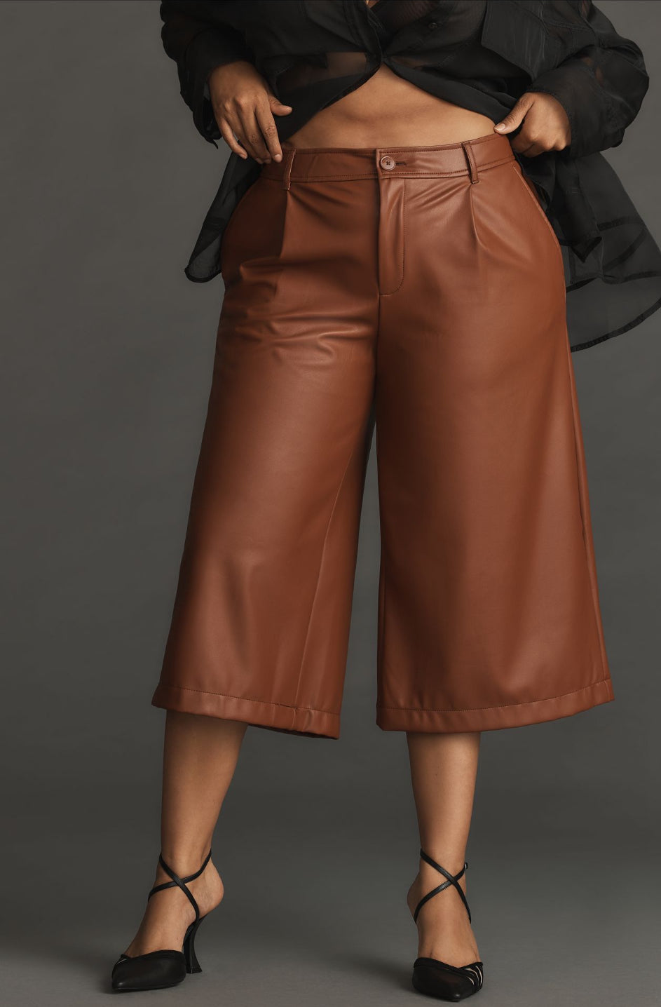 By Anthropologie Faux Leather Culottes