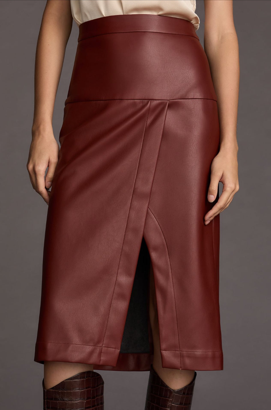 By Anthropologie Faux Leather Toledo Skirt