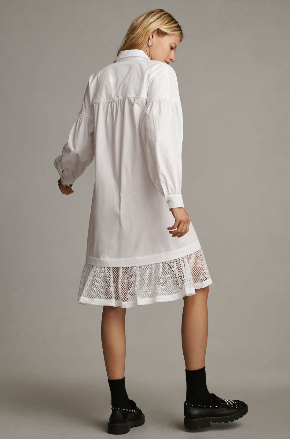 Maeve Lace-Hem Cotton Shirt Dress