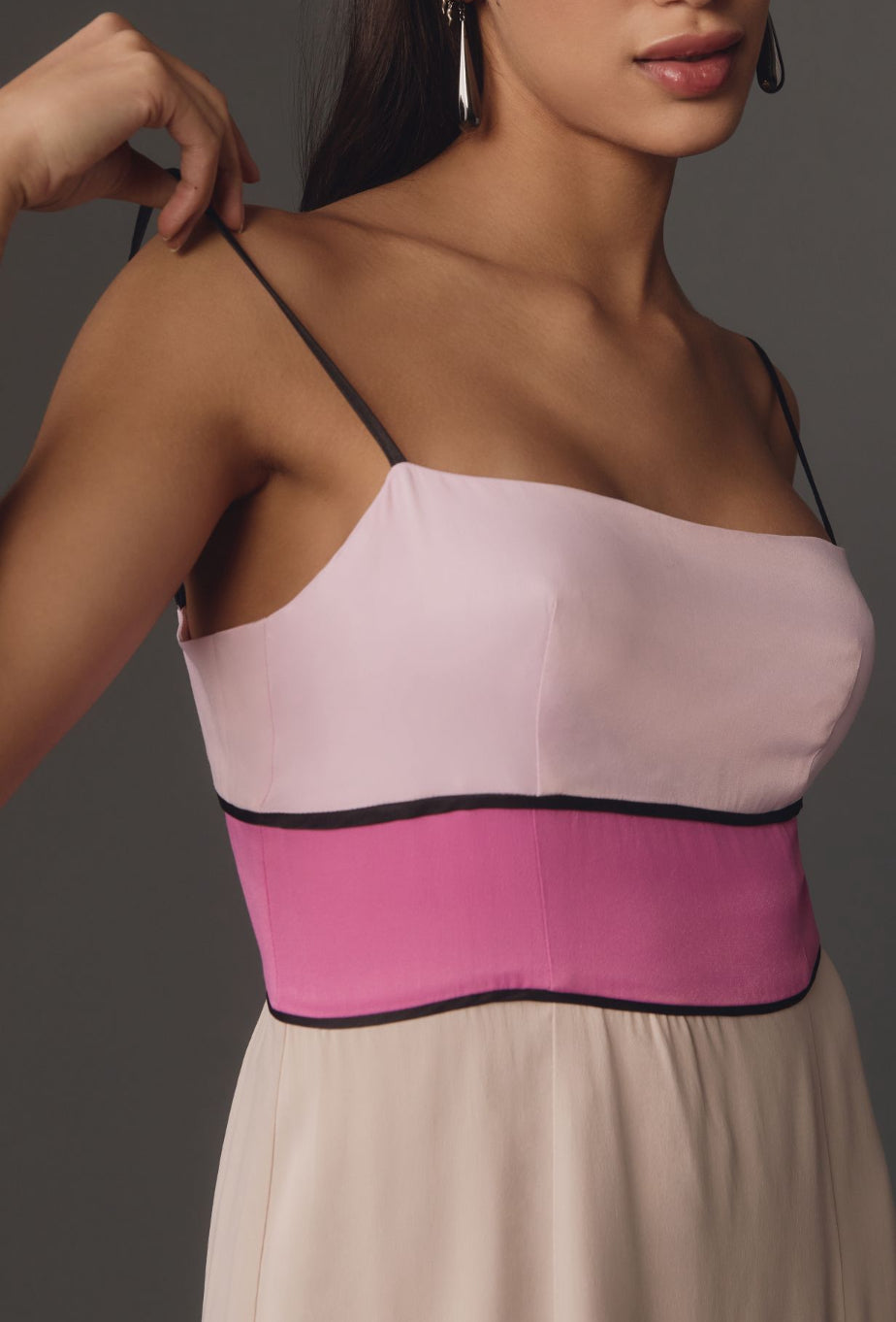 Maeve Colorblock Slip Midi Dress