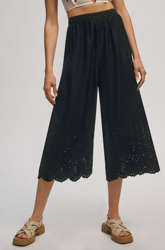 By Anthropologie Wide-Leg Eyelet Crop Pants