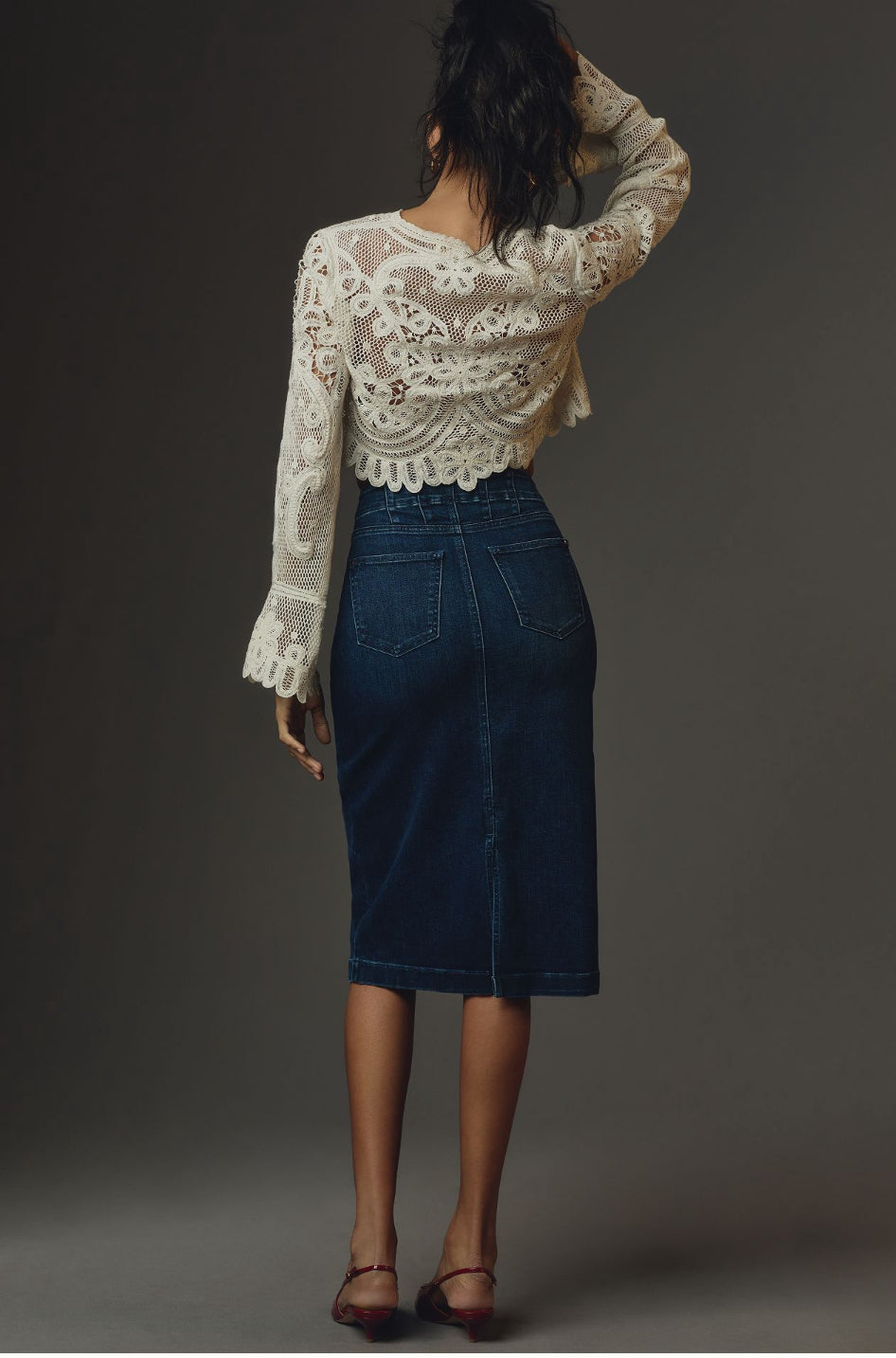 By Anthropologie Denim Midi Skirt