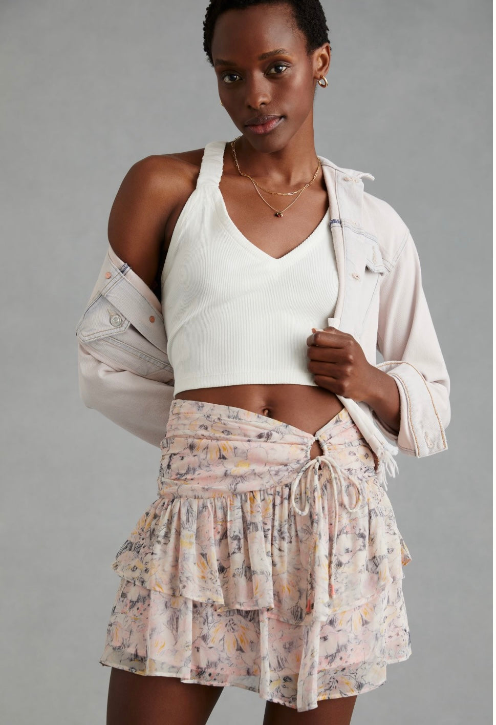 By Anthropologie Ruched Mini Skirt