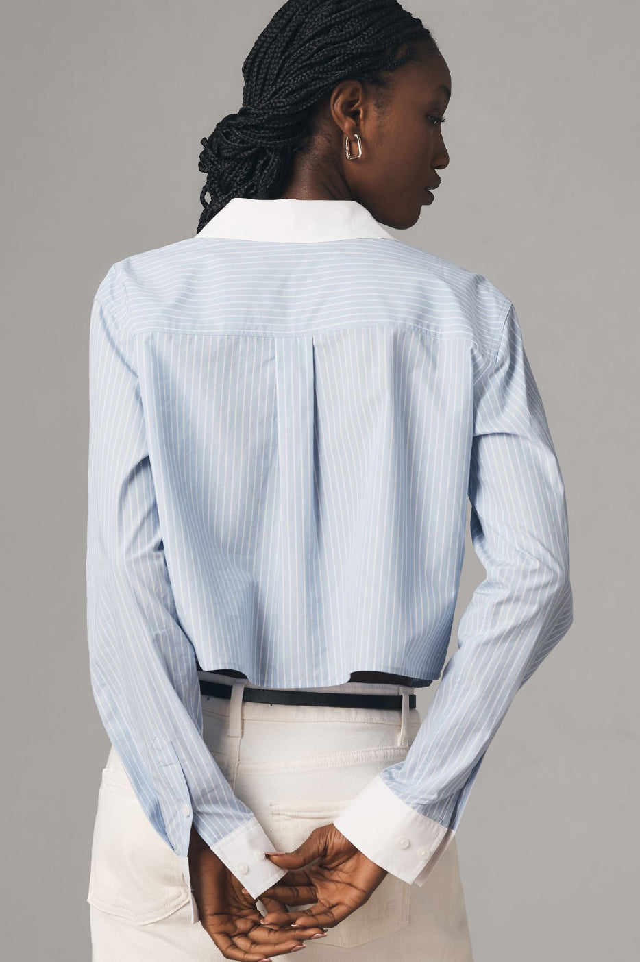 Good American Poplin Cropped Buttondown Shirt