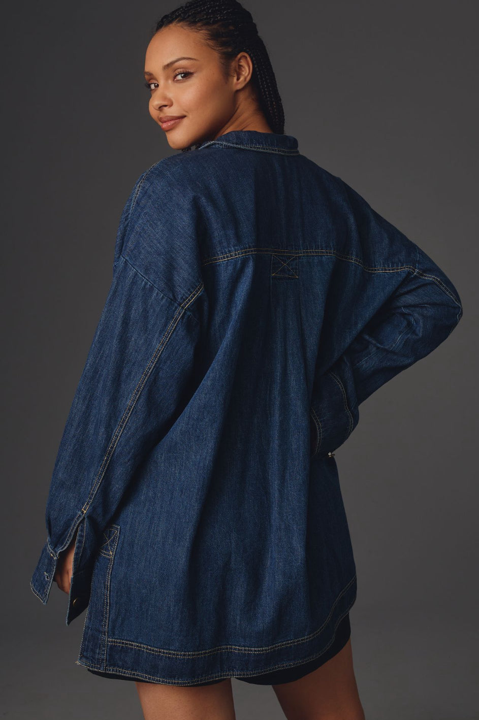 Pilcro Half-Button Denim Tunic Shirt