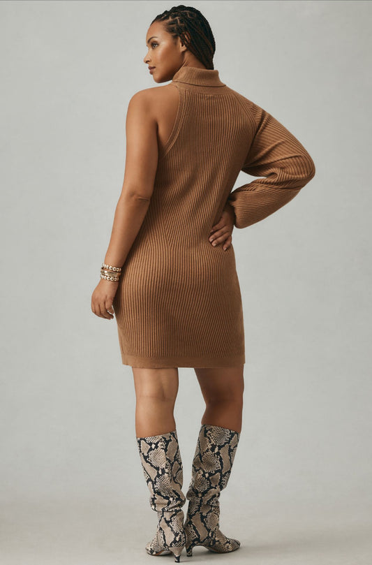 By Anthropologie Asymmetrical Slim Sweater Mini Dress