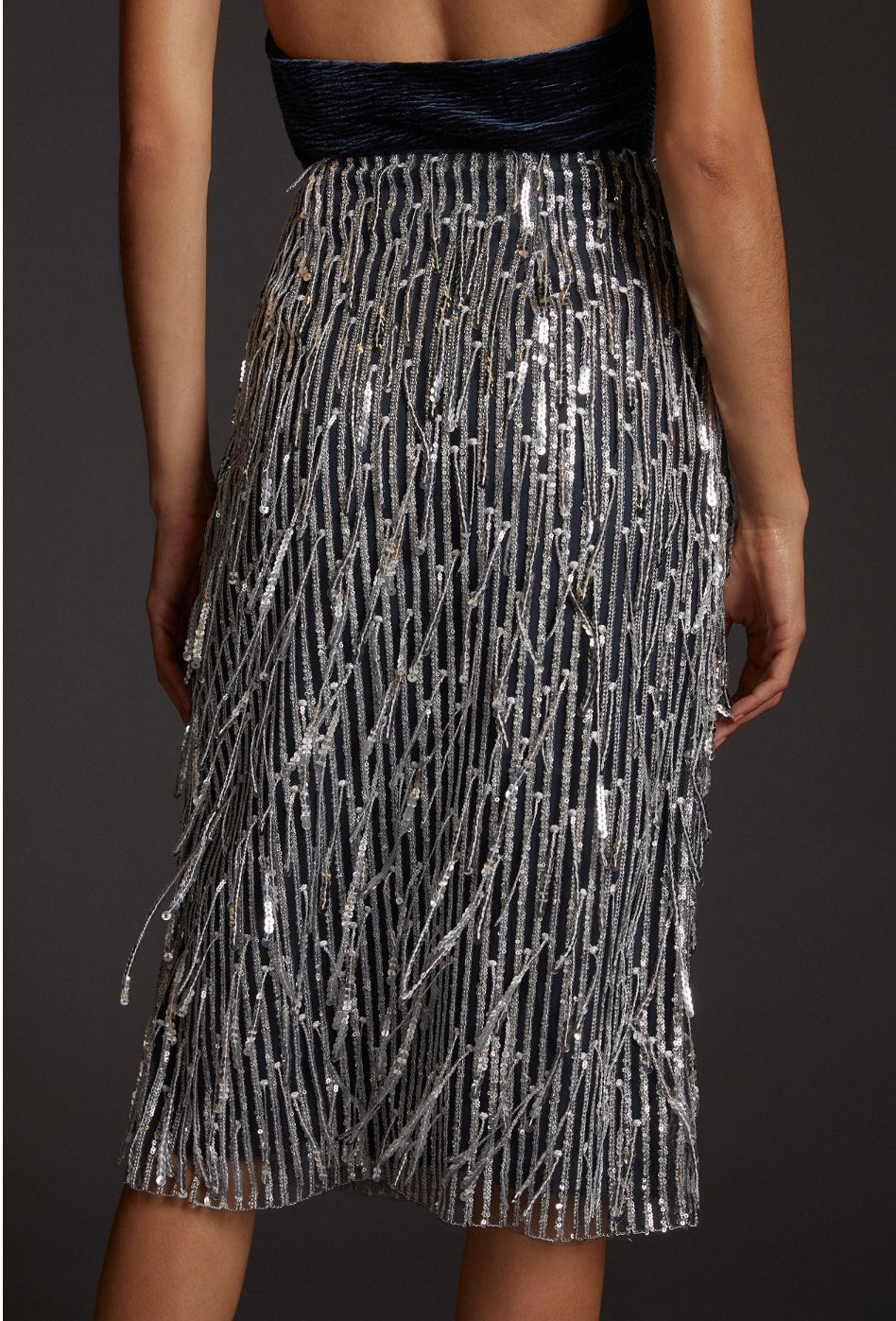 Maeve Fringed Sequined Midi Skirt