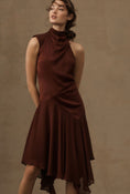 Load image into Gallery viewer, By Anthropologie Mock-Neck Asymmetrical Draped Midi Dress
