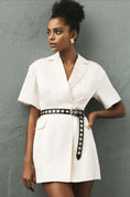 Load image into Gallery viewer, 4SI3NNA Lorenzo Short-Sleeve Belted Mini Blazer Dress
