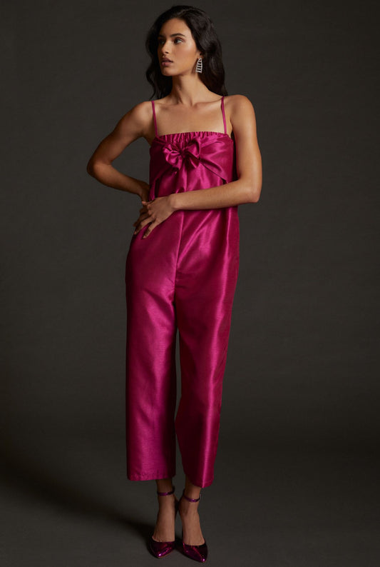 Satin Bow-Tie Jumpsuit