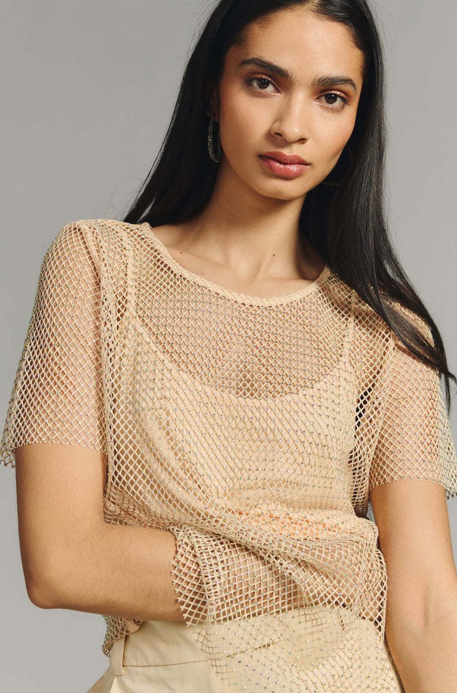 Sunday in Brooklyn Rhinestone Mesh Top