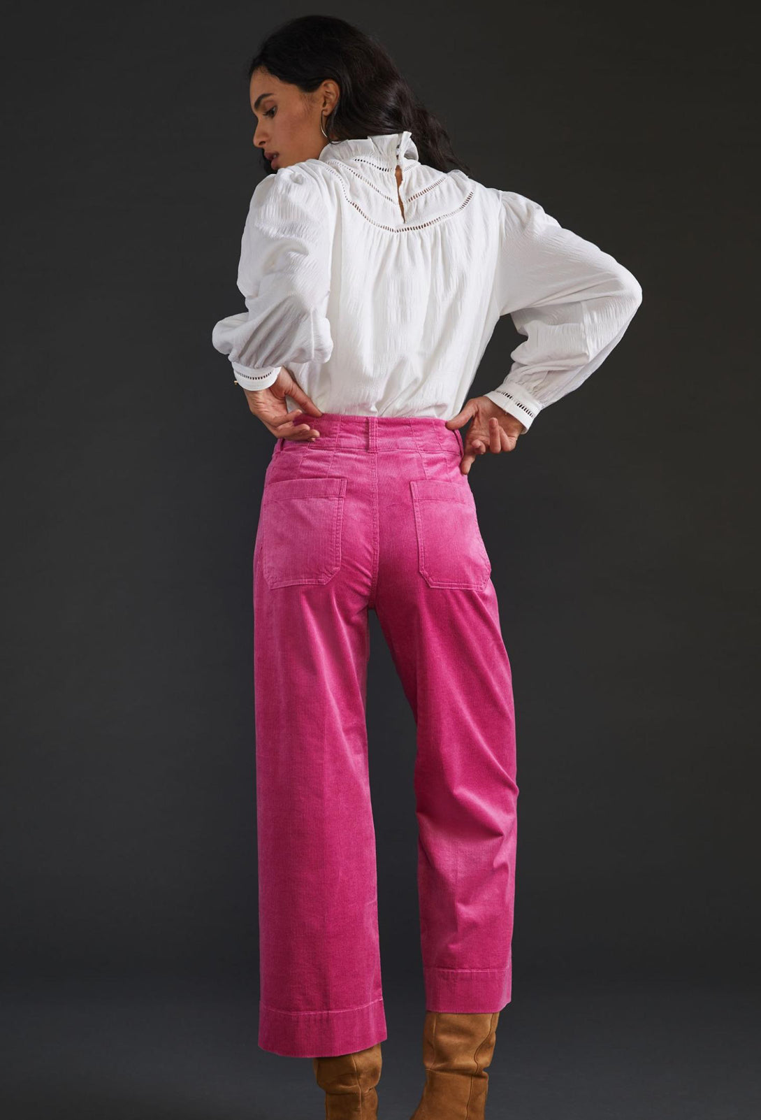 The Colette Cropped Wide Leg Corduroy Pants by Maeve