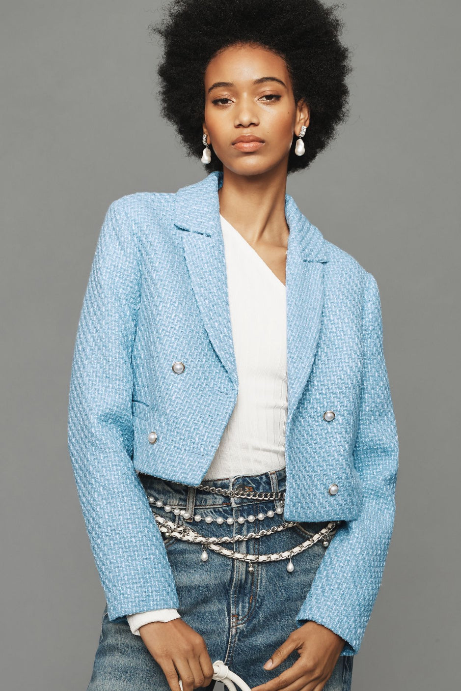 Maeve Tweed Cropped Blazer