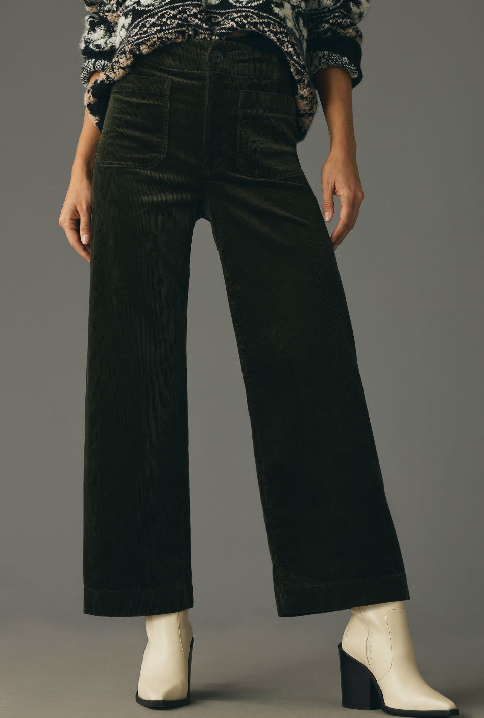 The Colette Cropped Wide-Leg Corduroy Pants by Maeve