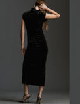 Load image into Gallery viewer, The Maya Ruched Cowl-Neck Dress: Stretch Velvet Edition
